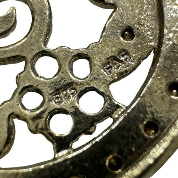 Vintage 18K Gold over 925 Ruby Emerald Sapphire and Diamond Pendant Necklace - Picture 4 of 5